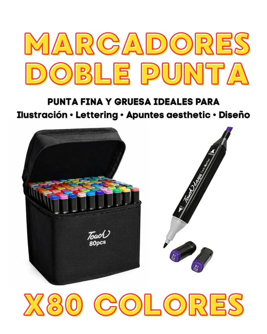 MARCADORES DOBLE PUNTA 80 Lápices