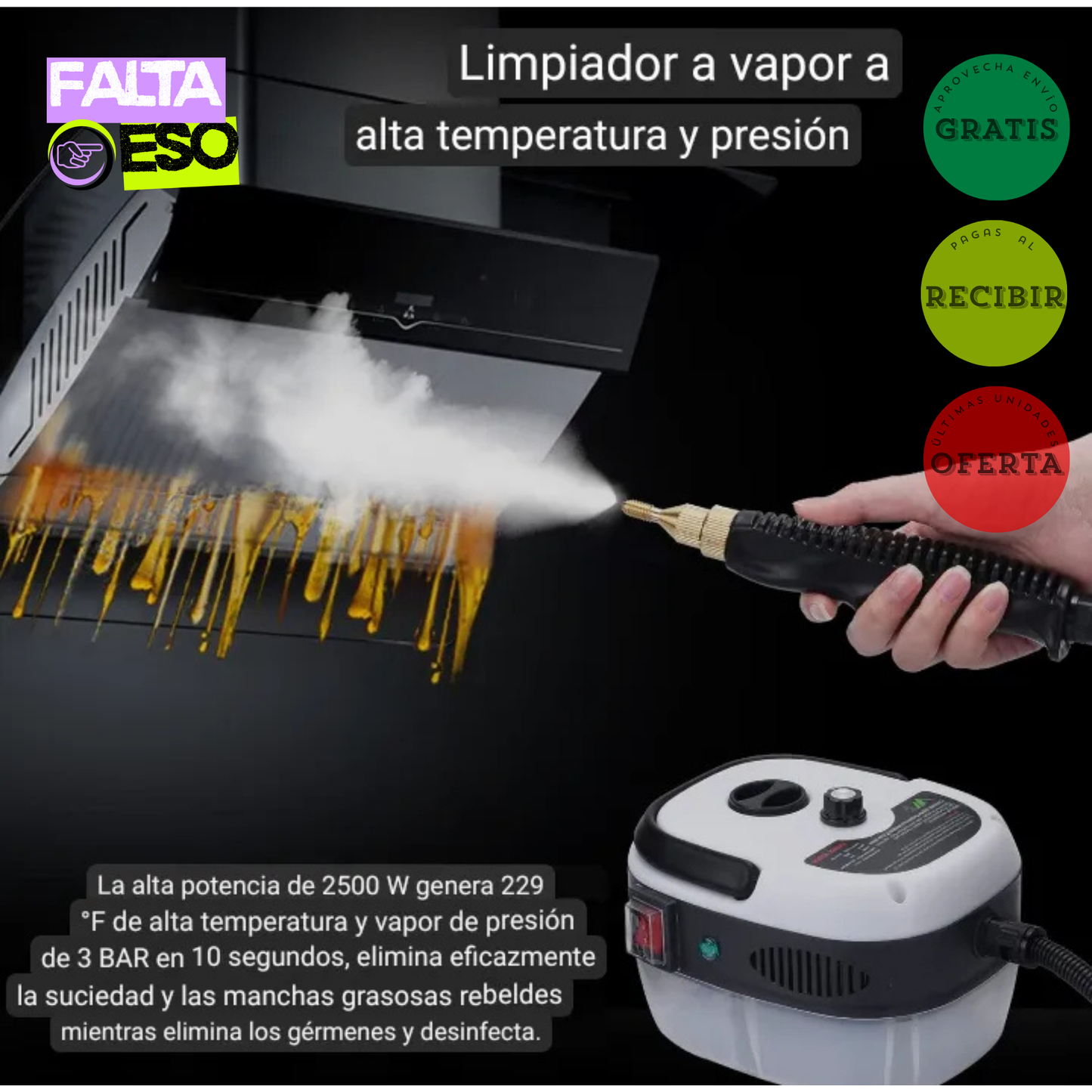 LIMPIADOR  A VAPOR POR PRESION 2500w