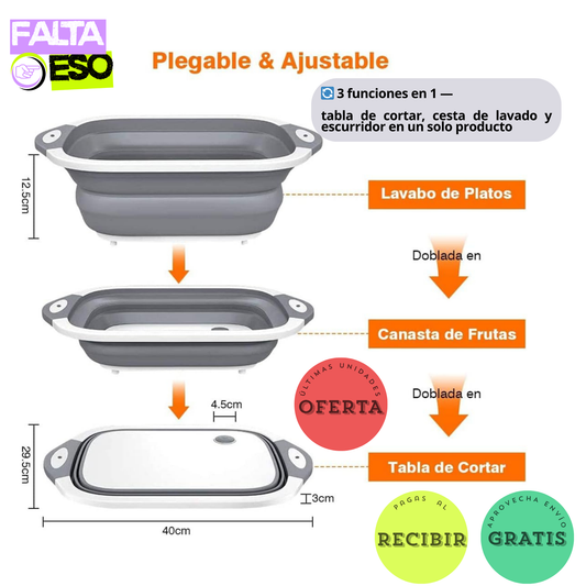 TABLA DE PICAR PLEGABLE 3 en 1