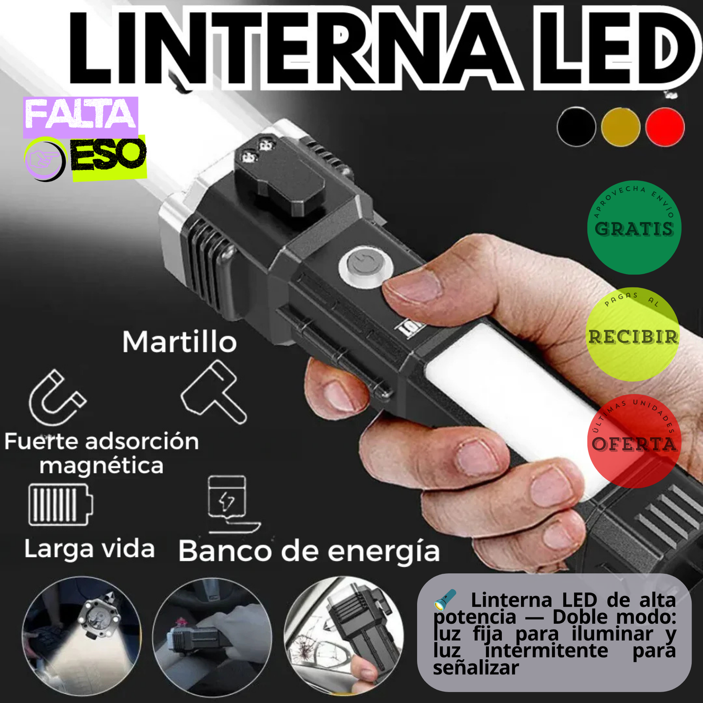 LINTERNA MARTILLO MULTIFUNCIONAL LUMINEX PRO