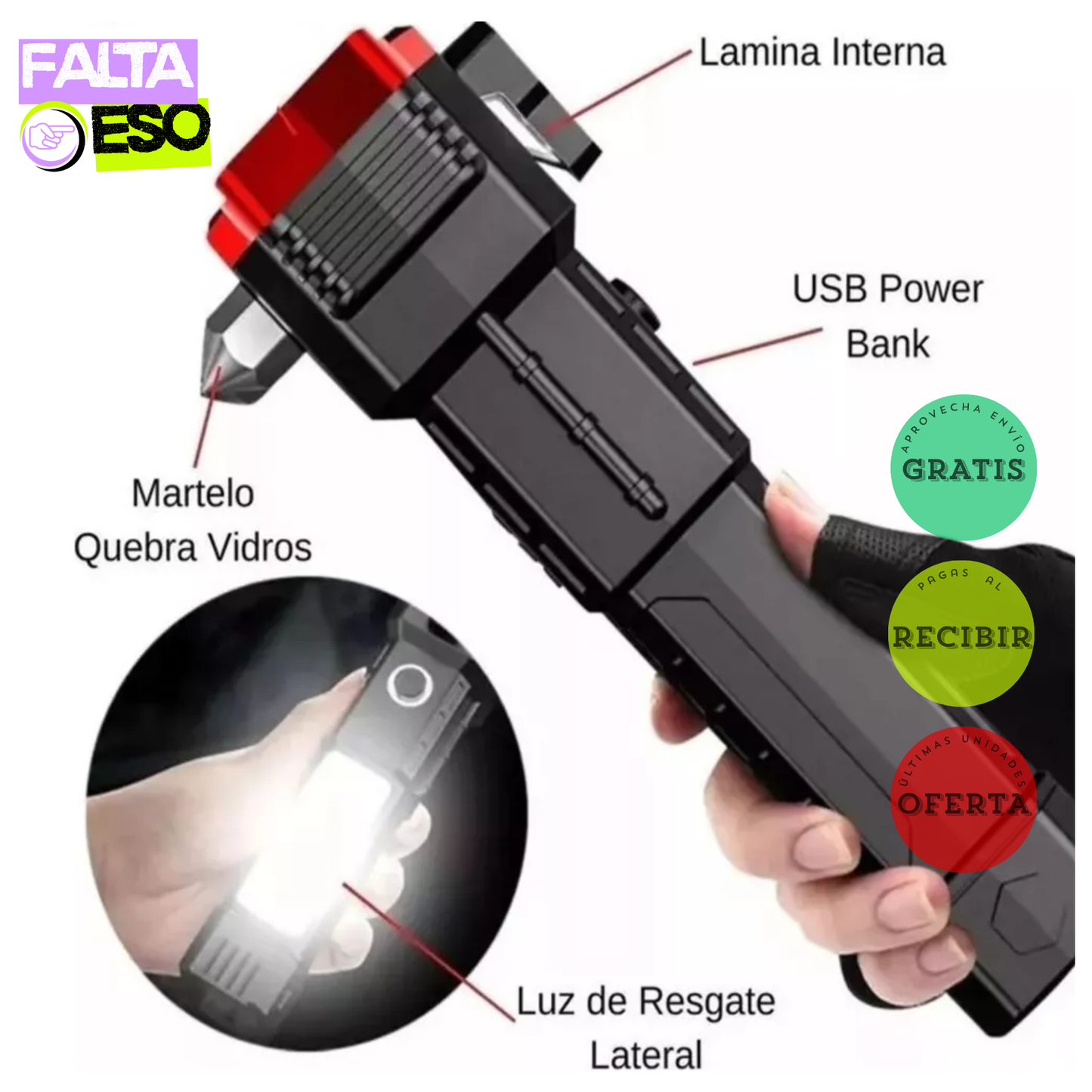 LINTERNA MARTILLO MULTIFUNCIONAL LUMINEX PRO