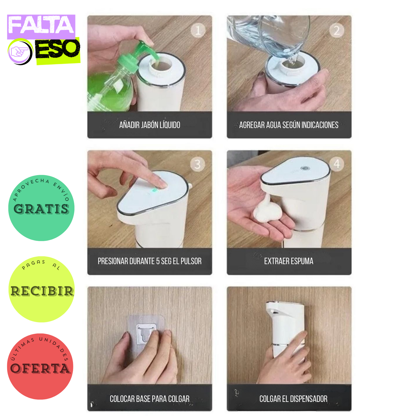 DISPENSADOR AUTOMÁTICO DE JABÓN CON SENSOR